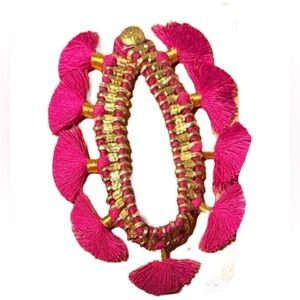 Shiraleah Anthropologie felicity tassel pink gold Fringe bracelet